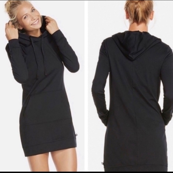 Fabletics Women's Black Yukon Hoodie Sweatshirt Mini Dress Size S - Picture 1 of 11
